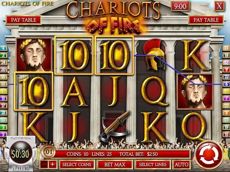 Main Screen Reels - Chariots of Fire Rival Slots Game