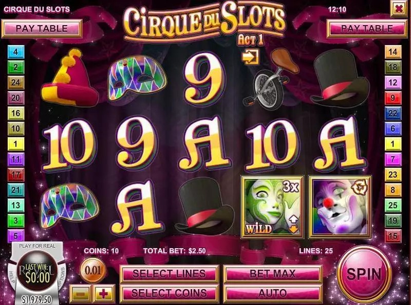 Main Screen Reels - Cirque du Slots Rival Slots Game