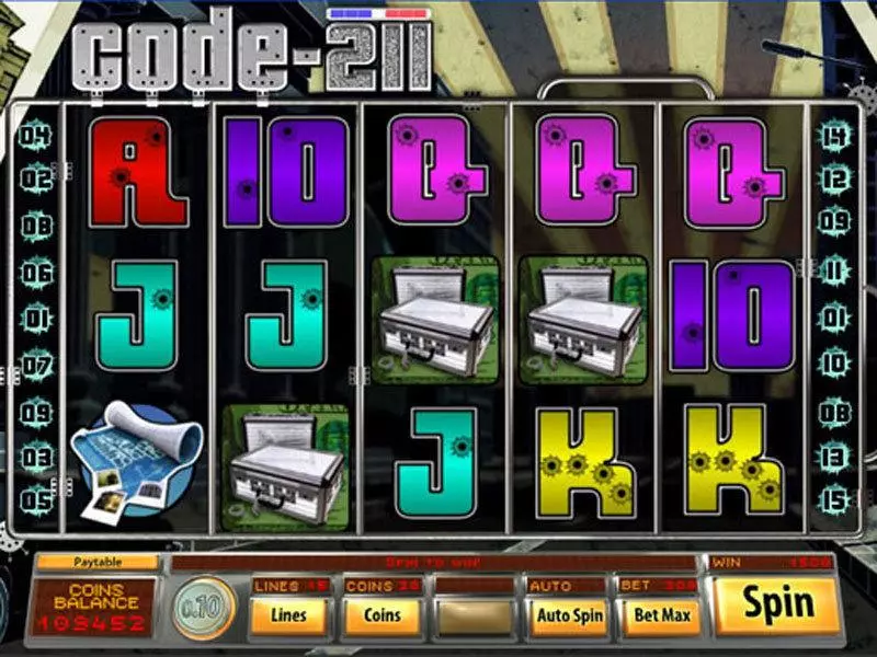 Main Screen Reels - Code 211 Saucify Slots Game