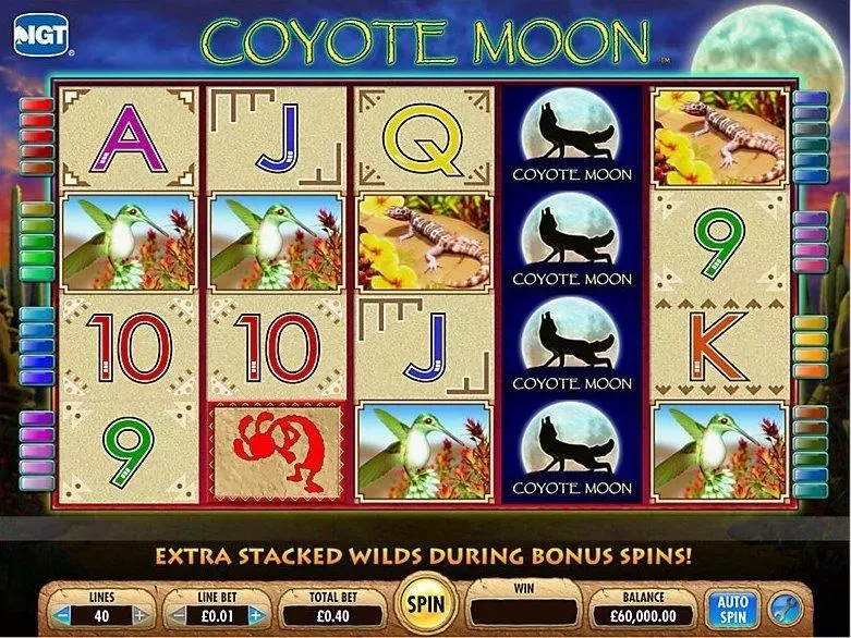 Introduction Screen - Coyote Moon IGT Slots Game