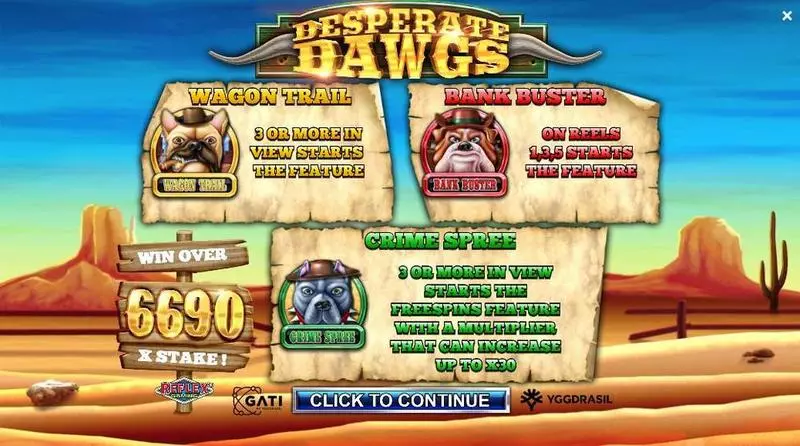 Info and Rules - Desperate Dawgs Yggdrasil Slots Game