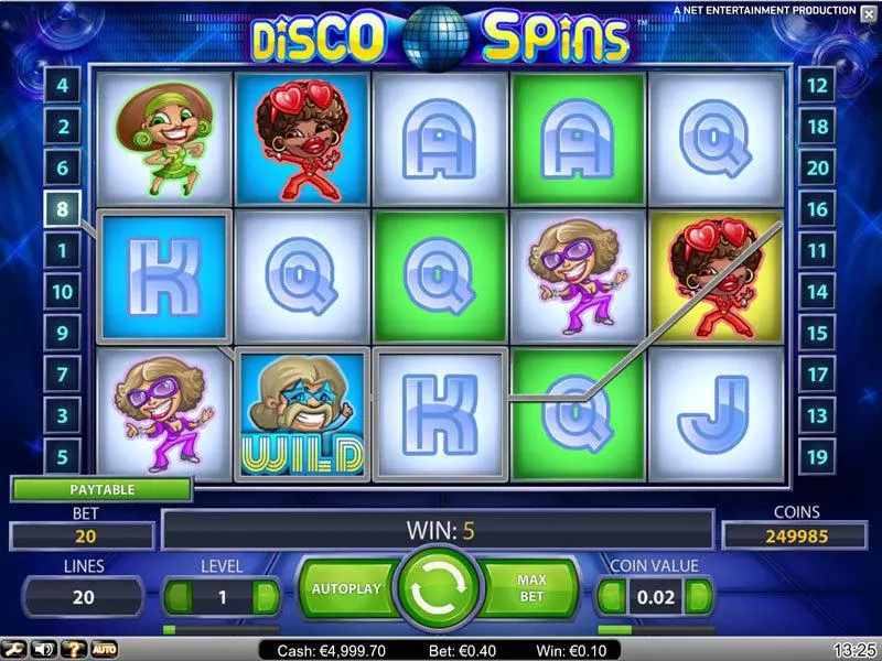 Main Screen Reels - Disco Spins NetEnt Slots Game