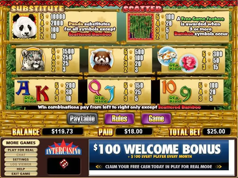 Info and Rules - Double Panda CryptoLogic Slots Game