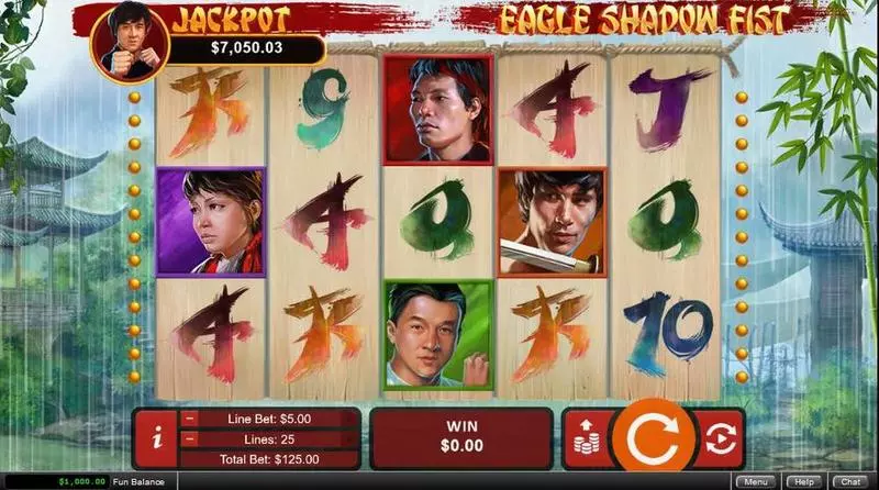 Main Screen Reels - Eagle Shadow Fist RTG Slots Game