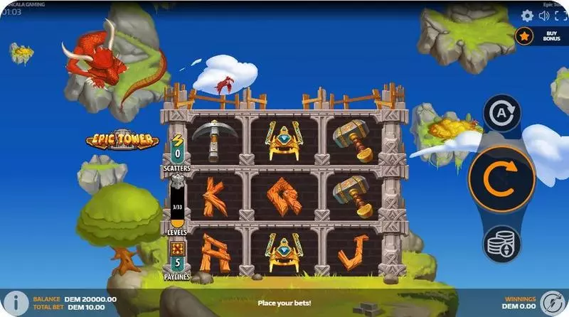 Main Screen Reels - Epic Tower Mancala Gaming Slots Game