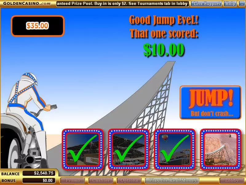 Bonus 1 - Evel Knievel - The Stunt Master Vegas Technology Slots Game