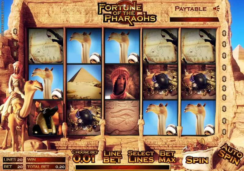Main Screen Reels - Fortune of the Pharaohs Sheriff Gaming Slots Game
