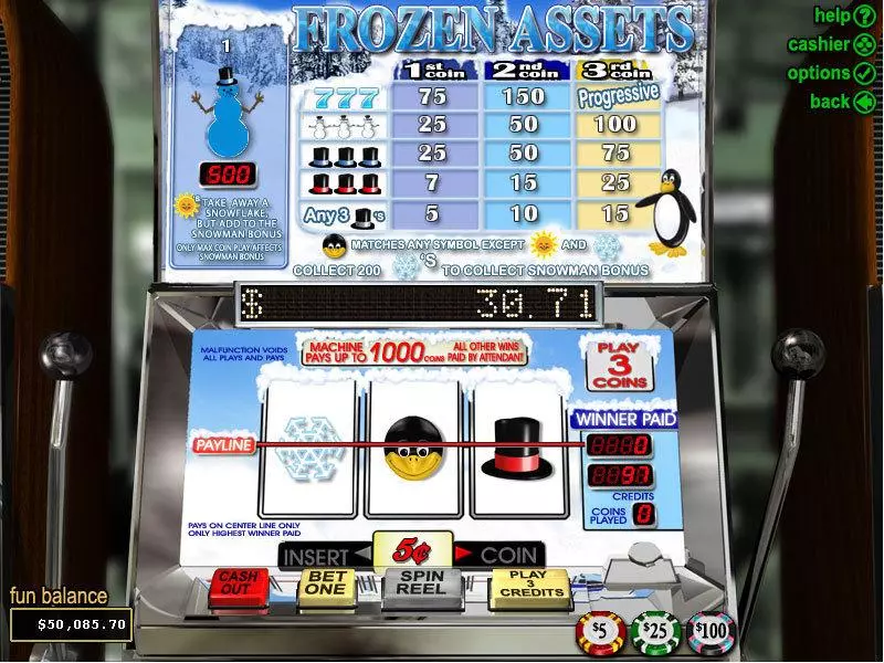 Main Screen Reels - Frozen Assets RTG Slots Game