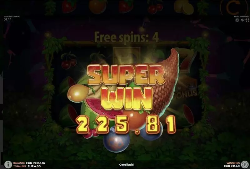Introduction Screen - Fruits and Bombs Mancala Gaming Slots Game