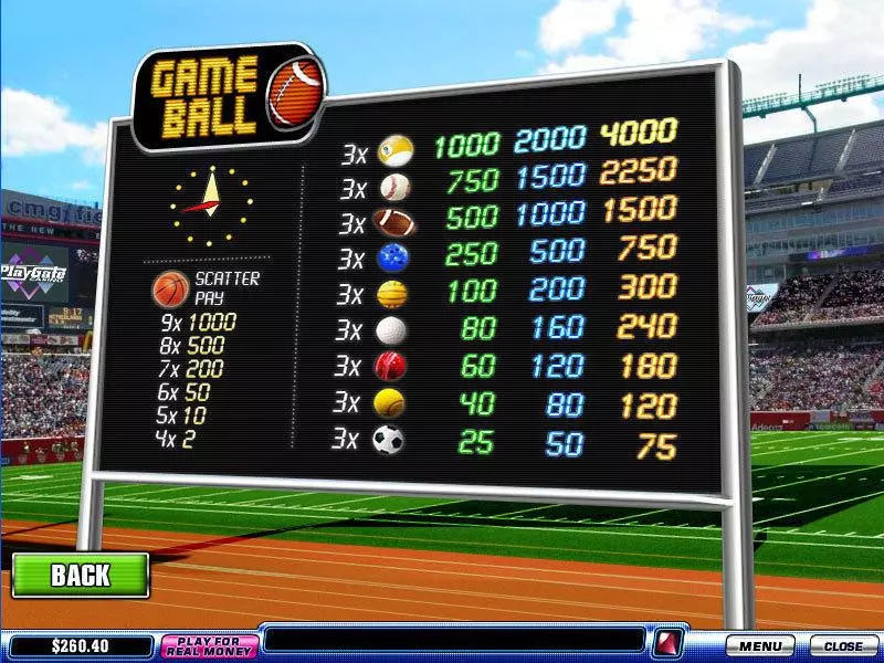 Info and Rules - Game Ball PlayTech Slots Game