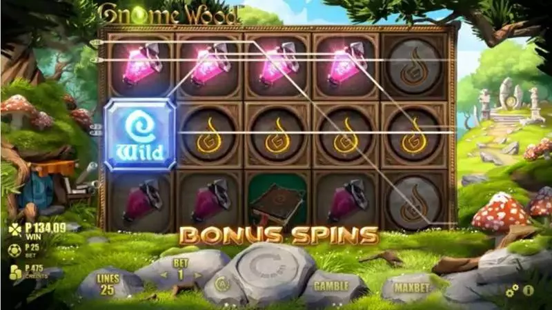 Main Screen Reels - Gnome Wood Microgaming Slots Game