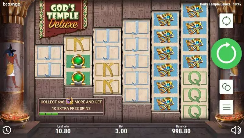 Main Screen Reels - God's Temple Deluxe Booongo Slots Game