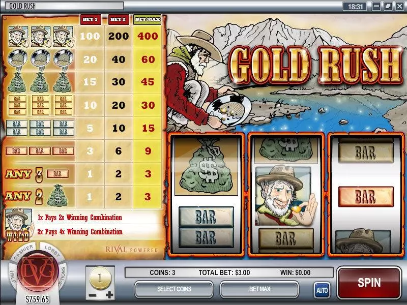 Main Screen Reels - Gold Rush Rival Slots Game