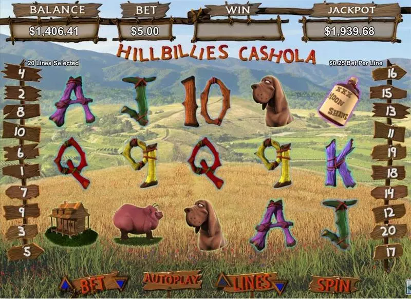 Main Screen Reels - Hillbillies Cashhola RTG Slots Game