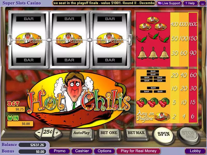 Main Screen Reels - Hot Chilis Vegas Technology Slots Game