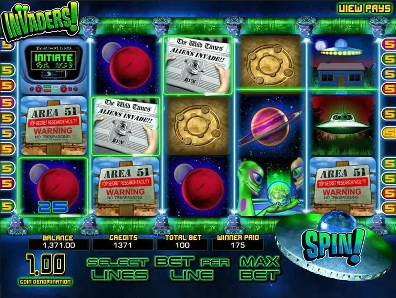 Introduction Screen - Invaders BetSoft Slots Game