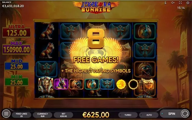 Free Spins Feature - Joker Ra - Sunrise Endorphina Slots Game
