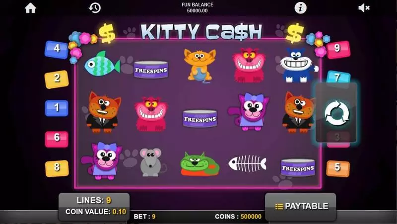 Main Screen Reels - Kitty Cash 1x2 Gaming Slots Game