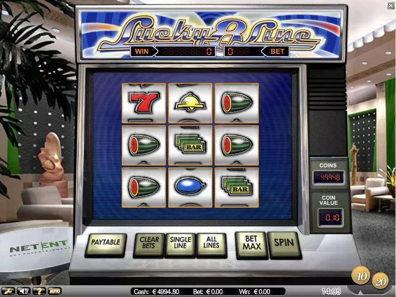 Main Screen Reels - Lucky 8 Line NetEnt Slots Game