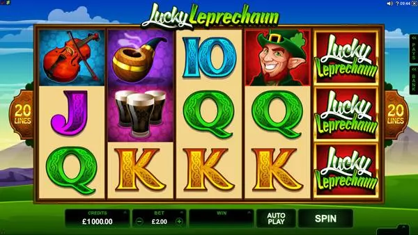 Main Screen Reels - Lucky Leprechaun Microgaming Slots Game