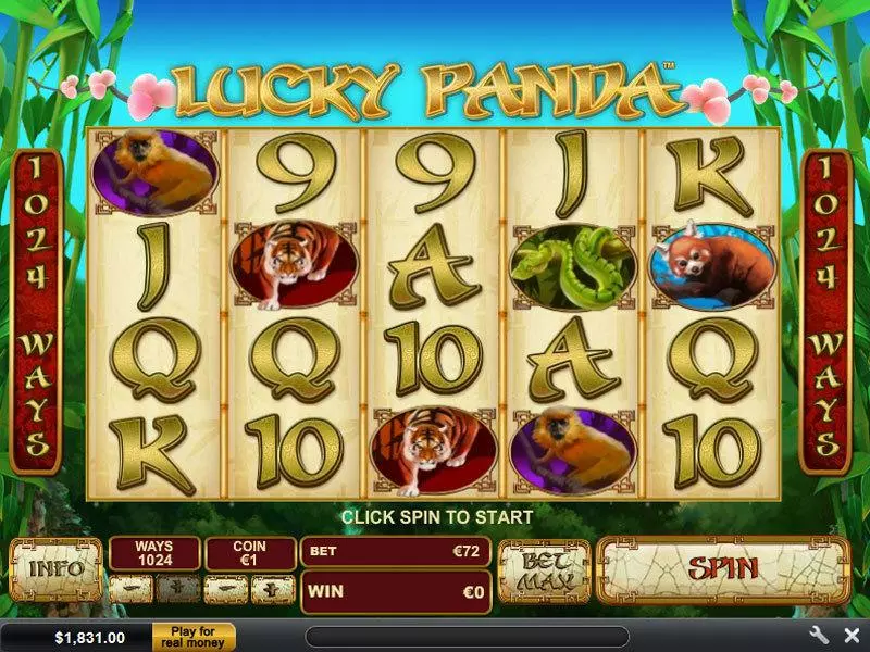Main Screen Reels - Lucky Panda PlayTech Slots Game