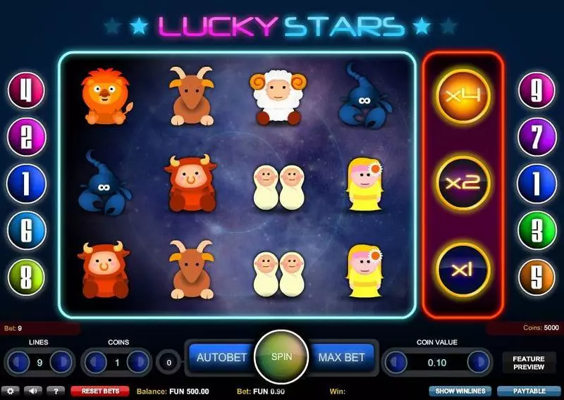 Main Screen Reels - Lucky Stars 1x2 Gaming Slots Game