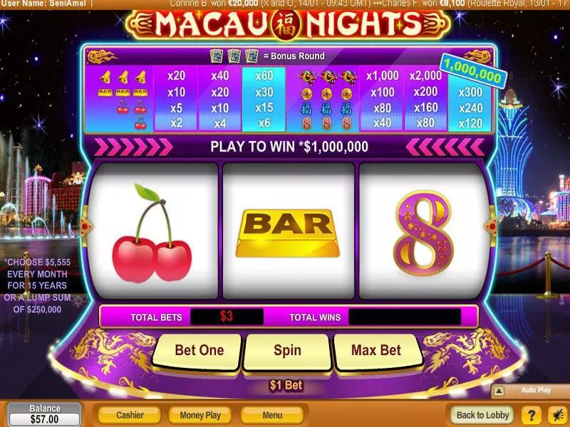 Main Screen Reels - Macau Nights NeoGames Slots Game