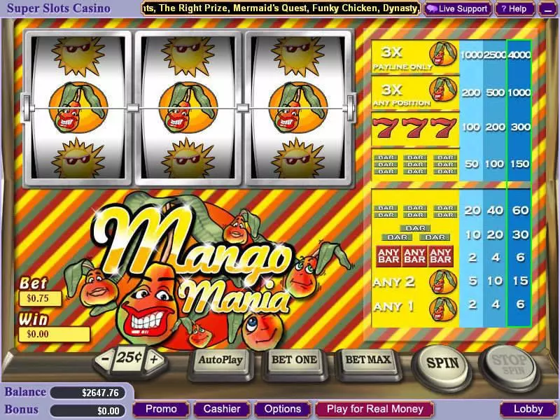 Main Screen Reels - Mango Mania Vegas Technology Slots Game