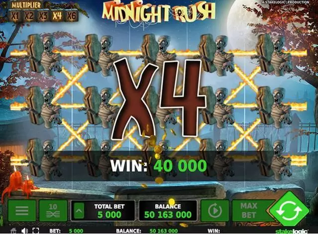 Main Screen Reels - Midnight Rush StakeLogic Slots Game
