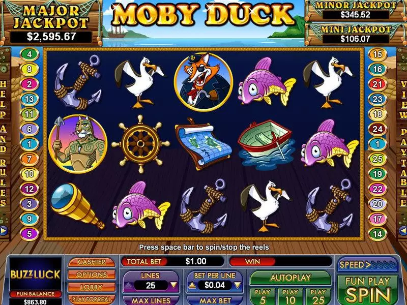 Main Screen Reels - Moby Duck NuWorks Slots Game