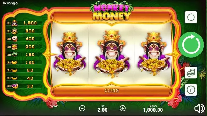 Main Screen Reels - Monkey Money Booongo Slots Game