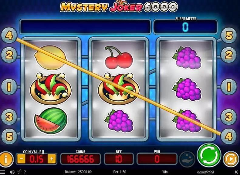 Main Screen Reels - Mystery Joker 6000 Play'n GO Slots Game
