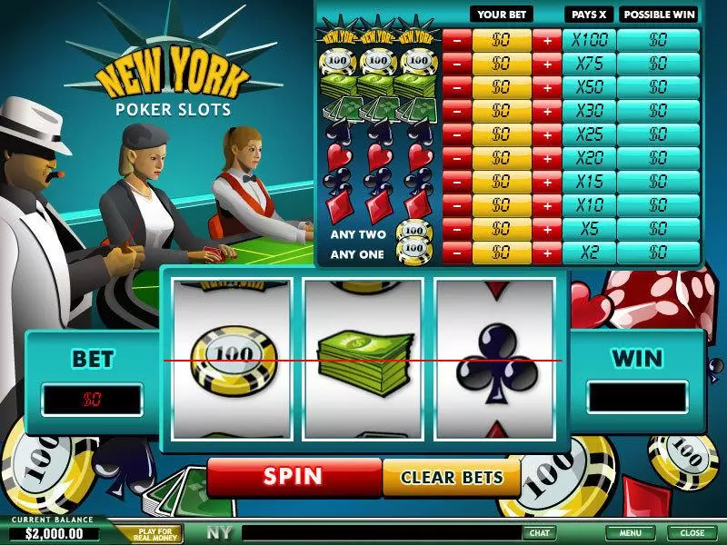 Main Screen Reels - New York Poker PlayTech Slots Game