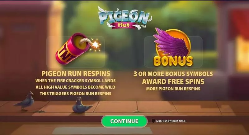 Introduction Screen - Pigeon Hut StakeLogic Slots Game