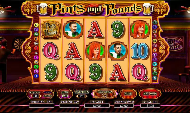 Main Screen Reels - Pints and Pounds Amaya Slots Game