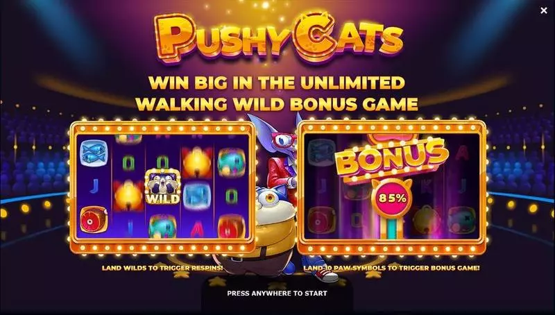 Info and Rules - Pushy Cats Yggdrasil Slots Game