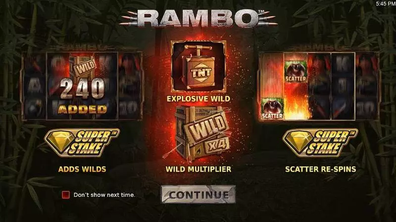 Info and Rules - Rambo StakeLogic Slots Game