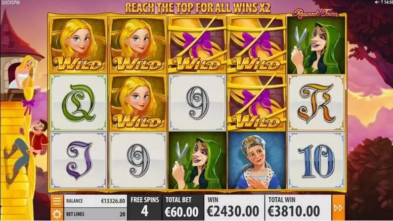 Main Screen Reels - Rapunzel's Tower Makeover  Quickspin Slots Game
