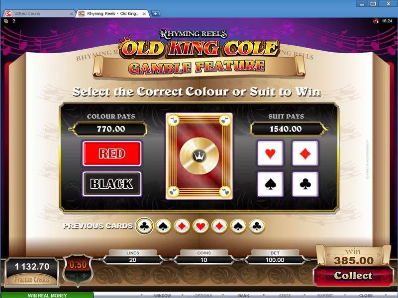 Gamble Screen - Rhyming Reels - Old King Cole Microgaming Slots Game