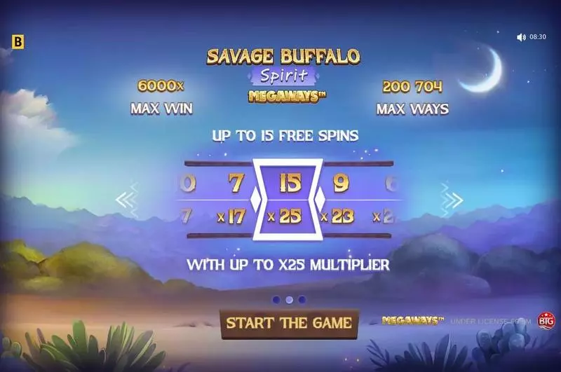 Introduction Screen - Savage Buffalo Spirit MEGAWAYS BGaming Slots Game