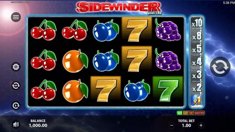 Main Screen Reels - Sidewinder Quattro StakeLogic Slots Game