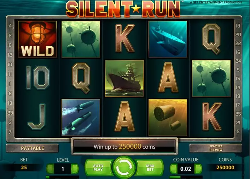 Main Screen Reels - Silent Run NetEnt Slots Game