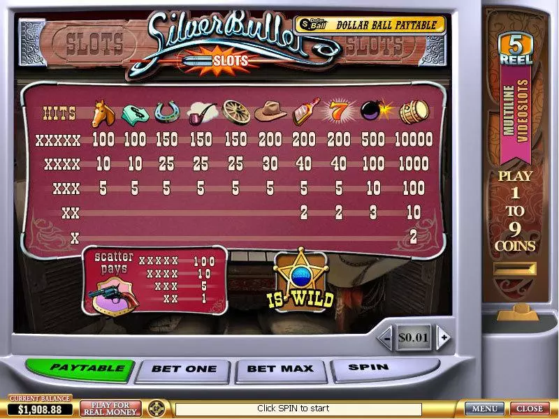 Info and Rules - Silver Bullet PlayTech Slots Game
