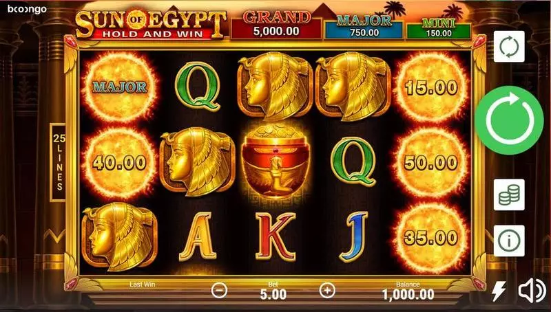 Main Screen Reels - Sun Of Egypt Booongo Slots Game