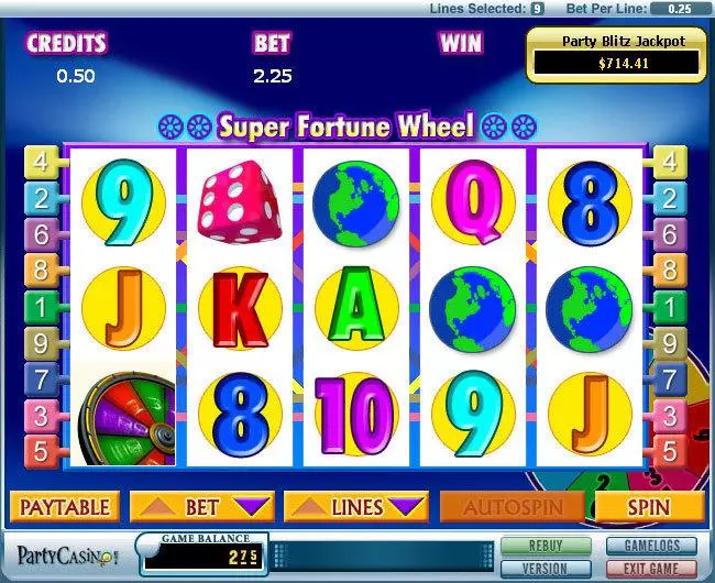 Main Screen Reels - Super Fortune Wheel bwin.party Slots Game