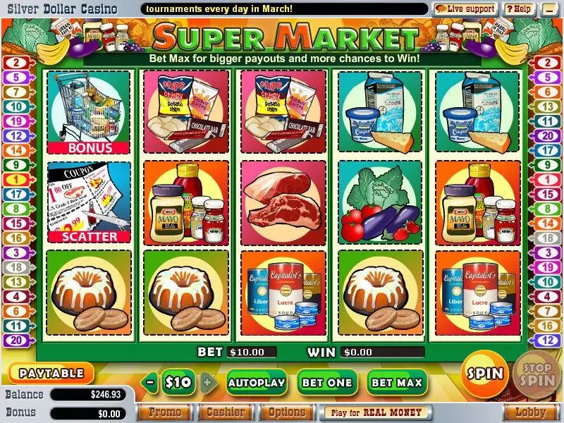 Main Screen Reels - SuperMarket WGS Technology Slots Game