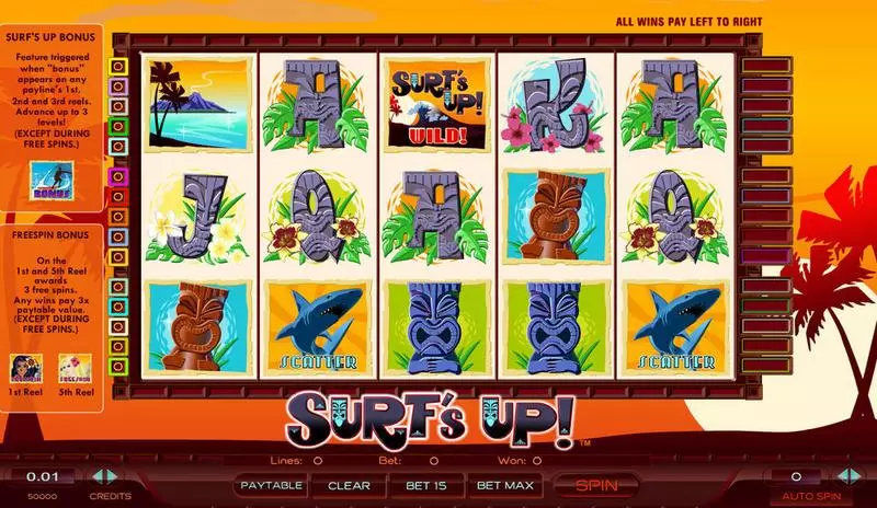 Main Screen Reels - Surf's Up Amaya Slots Game