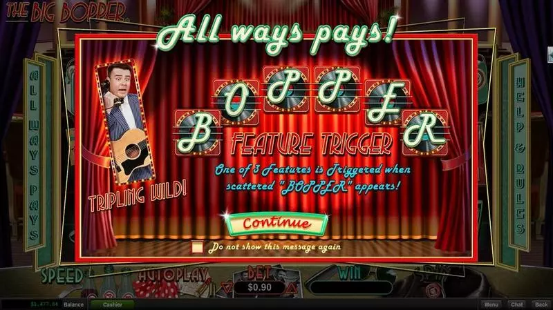 Info and Rules - The Big Bopper RTG Slots Game