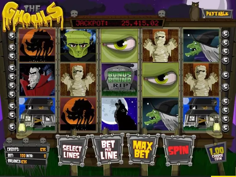 Introduction Screen - The Ghouls BetSoft Slots Game