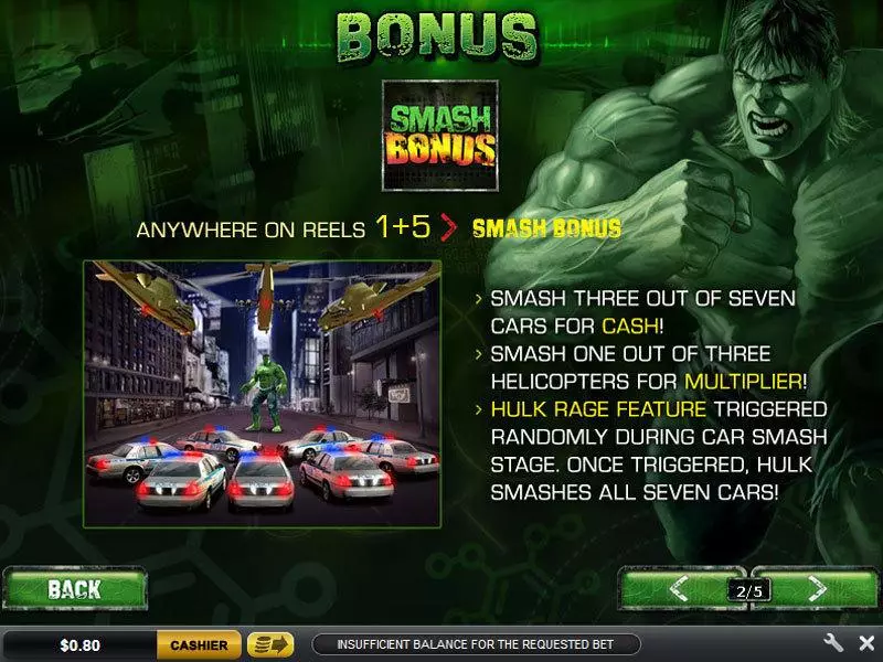 Bonus 1 - The Incredible Hulk 50 Line PlayTech Slots Game
